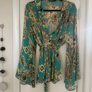 Zara empire waist top with bell sleeves